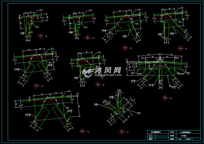 [学士]某27m梯形钢屋架结构设计图   图纸包括:   梯形钢屋架施工图